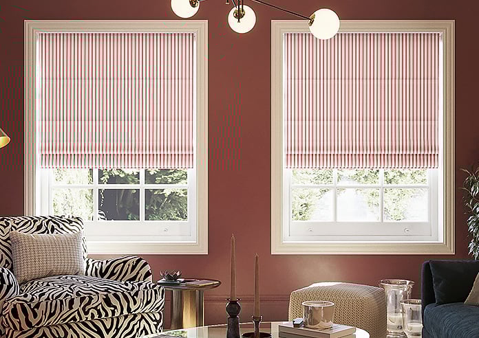 Lace Stripes, Rouge - Motorised Roman Blind - Image 3